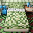 thumbnail image 2 of Erosebridal Vibrant Dual Green Checkerboard Zipper Twin Comforter Sets with Fitted Sheet and 2 Pillowcases,Light Sage Square Secondary Tile Zipper Bedding Set,Emerald Cream,4-Piece,Reversible, 2 of 6