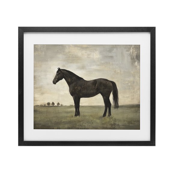 Stupell Industries Rustic Lodge Distressed Horse Portrait Black Framed Print Under Glass, 16 x 13, by Petals Prints Design