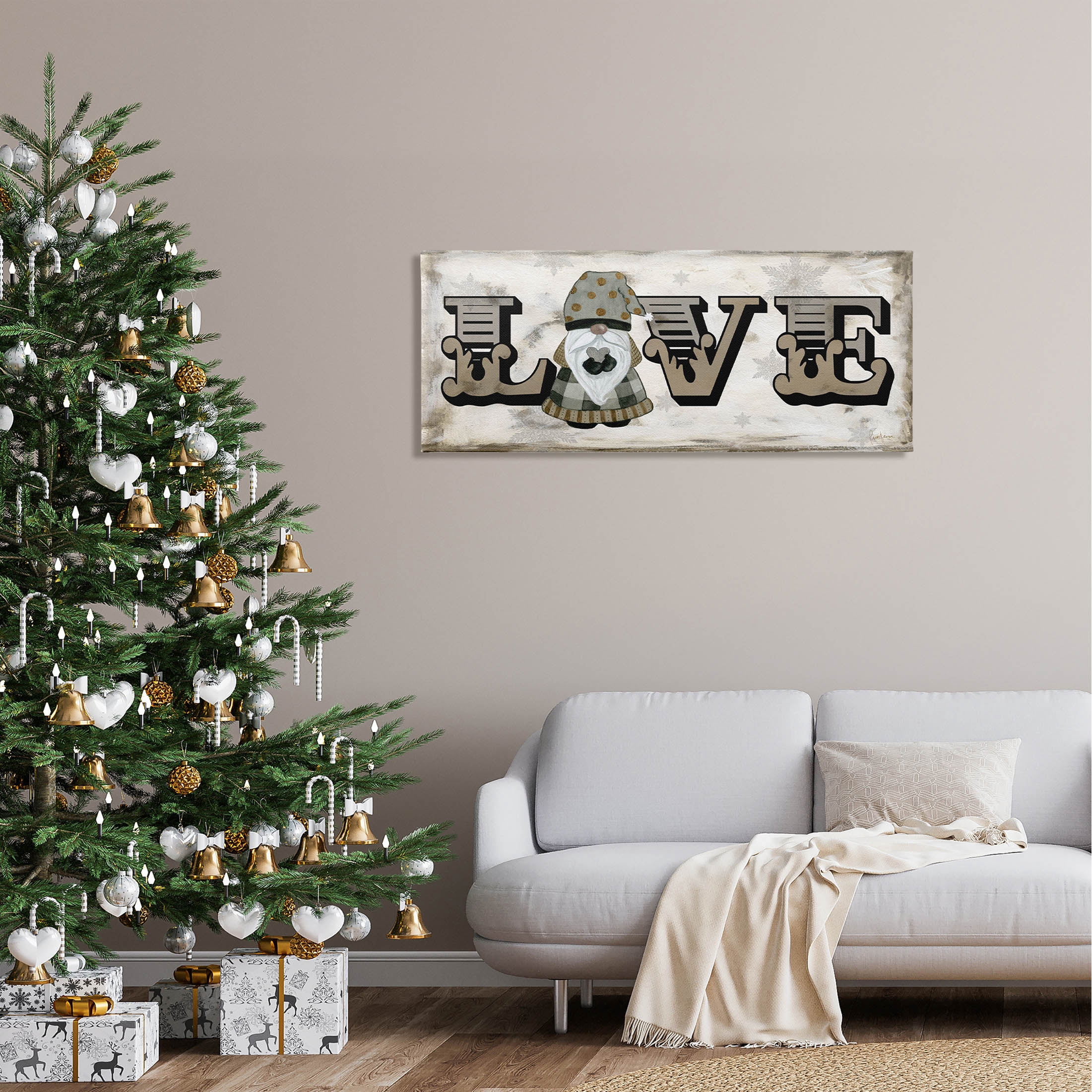 Stupell Industries Holiday Patterned Love Gnome Graphic Art Gallery Wrapped Canvas Print Wall Art, Design by Livi Finn