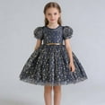 thumbnail image 2 of Xijirk Girls Dresses,Dress for Girls Tutu Gown With Sleeves for Birthday Party Pageant Performance And,Dresses for Girls,Navy,4-5 Years, 2 of 5