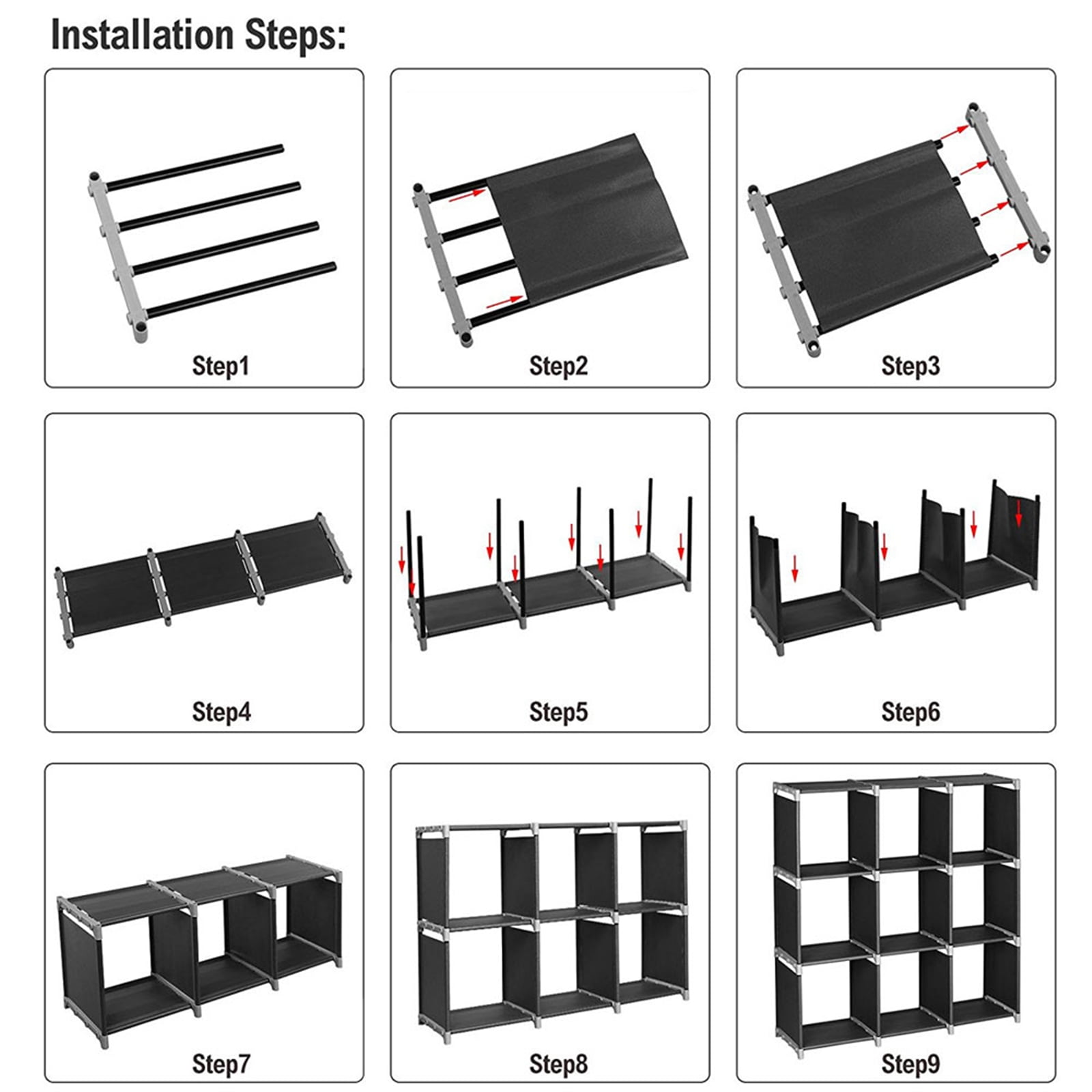 Private Jungle Multifunctional Assembled 3 Tiers 9 Cube Storage Shelves DIY Closet Organizers and Storage,Black Private Jungle Multifunctional Assembled 3 Tiers 9 Cube Storage Shelves DIY Closet Organizers and Storage,Black