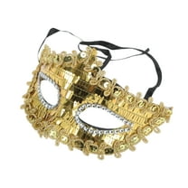 Unique Bargains Halloween Christmas 1 Pc Crystal Beaded Half Face Party Mask for Masquerade Party Gold Tone