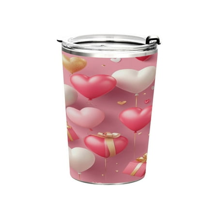 

11oz Double-Wall Vacuum Insulated Stainless Steel Tumbler with Straws Sports Mugs BPA-Free Hearts Balloons and Gifts