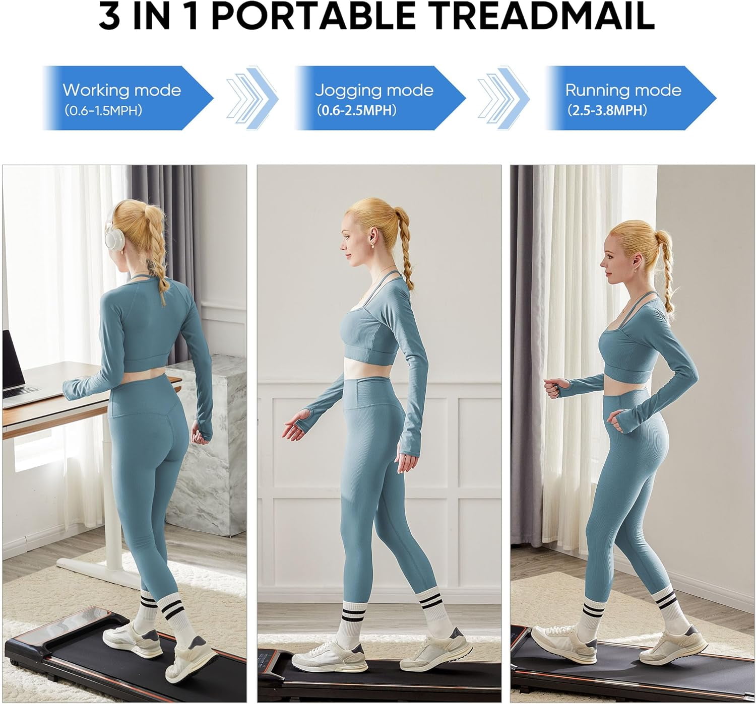 Walking Pad Treadmill 2.5Hp, Ultra-Quiet with Remote Control-Under Desk Treadmill 2 in 1 Walking and Jogging with Remote Control  Display(Black