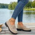thumbnail image 6 of CHICVOMEY Platform Loafers for Women Slip On Lug Sole Penny Loafers Comfort Faux Suede Casual Shoes for Preppy Style Office and Everyday Wear, 6 of 9