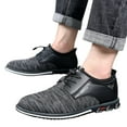 thumbnail image 3 of Heiheiup Fashion Style Mens Breathable Comfortable Business Elastic Band Work Casual Color Matching Leather Shoes, 3 of 6