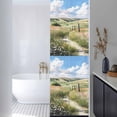 thumbnail image 3 of Spring Grassland Window Privacy Film, Nature Blue Sky Mountain Scenery Static Cling UV Sun Blocking Heat Control Window Tint Day and Night, Non-Adhesive One Way Windows Privacy Cover 17.7''x78.7'', 3 of 7