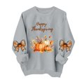 thumbnail image 4 of VKOYWKM Women's Happy Thanksgiving Sweatshirt Funny Letter Pumpkin Print Long Sleeve Crewneck Fall Pullover Tops, 4 of 5
