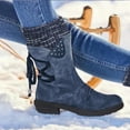 thumbnail image 3 of eczipvz Womens Shoes Mid Boots Up For Women Shoes Lace Calf Vintage Heels Thick Casual Boots Retro women's boots Snow Boots Women Size 6 (Blue, 7), 3 of 3