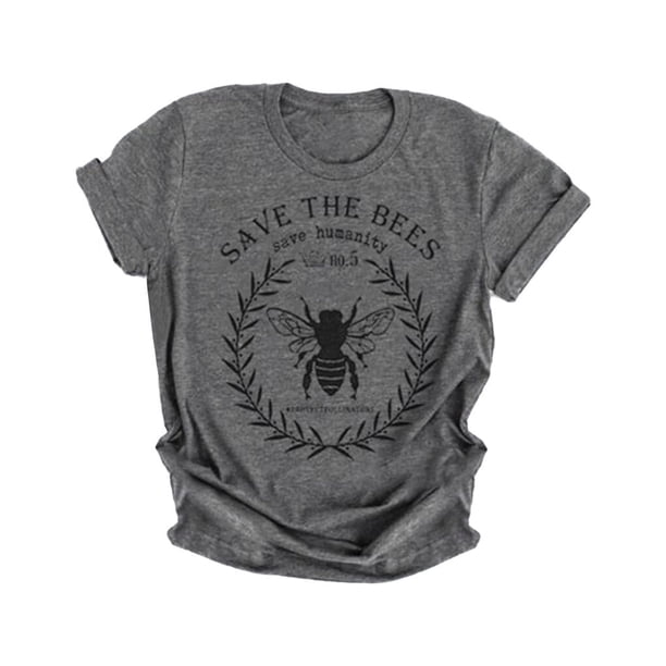 Guardurnaity Mujer Carta Gráfico Impreso Cuello Manga Corta Camisa Prendas para la parte del cuerpo Gris oscuro XL