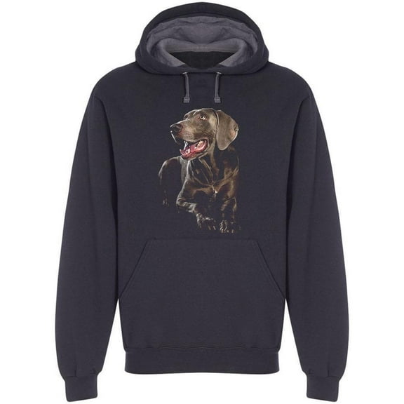 Smiley Weimaraner Laid Down Hoodie Men -Image by Shutterstock, Male Large