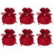thumbnail image 1 of Bolsas de regalo de terciopelo con cordón 6" x 6", bolsa de favor de boda con perla, burdeos 6 piezas, 1 of 6