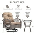 thumbnail image 3 of Patio Swivel Rocker Bistro Set, 3 Piece 360° Rocking Patio Conversation Set with Thickened Cushions, 2 Patio Swivel Rocking Chairs with 1 Glass Top Table, for Garden Yard Balcony Pool Cafe (Khaki), 3 of 9