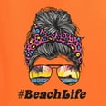 thumbnail image 2 of Messy Bun BeachLife | Cool Neon Leopard Print Bandana | Sunglasses Vaction Beach Paradise Fashion Womens T-Shirt, Orange, S, 2 of 5