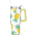 thumbnail image 2 of Mug with Handle and Straws 40 oz Insulated Pineapple Travel Cup Birthday Present for Men Dad Son Husband Gifts for Him/Her Water Bottle, 2 of 7