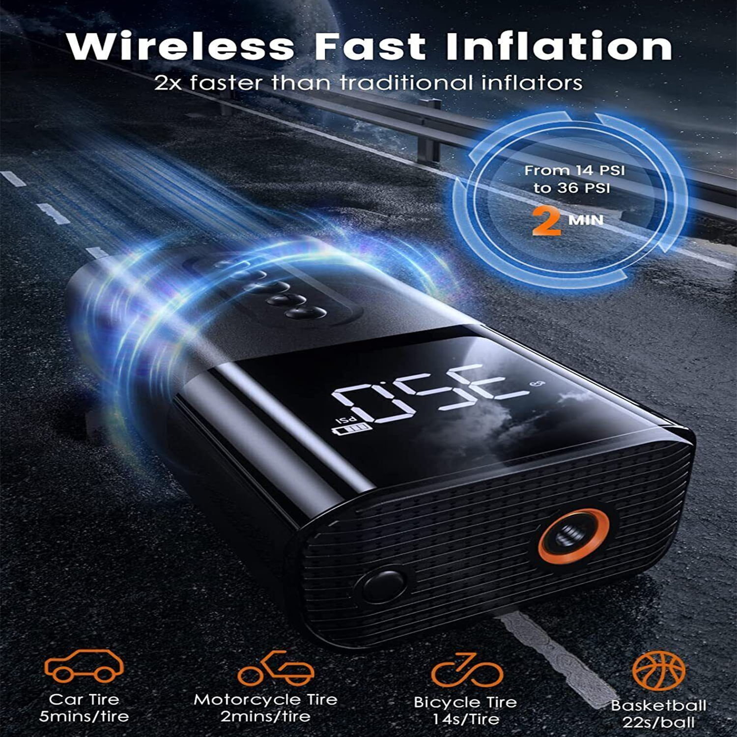 Portable Air Compressor Pump Rechargeable Mini Cordless Tyre Inflator -  ATON ELECTRIC BIKES