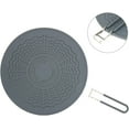 thumbnail image 2 of Multi-Silicone Splatter Screen, 13 Inch Heat Resistant Splash Guard Cover Universal with Folding Handle Pan Cover Heat Insulation Cooling Mat Strainer Drain Board (gray), 2 of 7