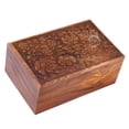 thumbnail image 2 of Handcrafted Floral Top Engraved Wooden Cremation Urns for Human Ashes Adult Large - Tree of Life Funeral Urn Box - Burial Urns for Columbarium (250 LB - Rosewood, Flower), 2 of 4