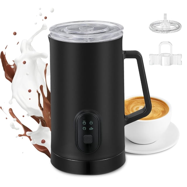 Espumador de leche 4 en 1,espumador de leche automático,espumador de leche y calentador eléctrico para leche caliente,café con leche,capuchino,chocolate caliente (Negr