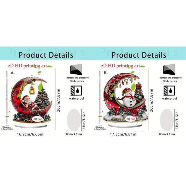 Acrylic Living Room Decor Standee For Desk Bookshelf End Table Holiday Festive Display