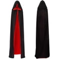 thumbnail image 2 of Cape à Capuche Vampire Noir Rouge pour Adultes Halloween Dracula Cosplay 170cm, 2 of 4