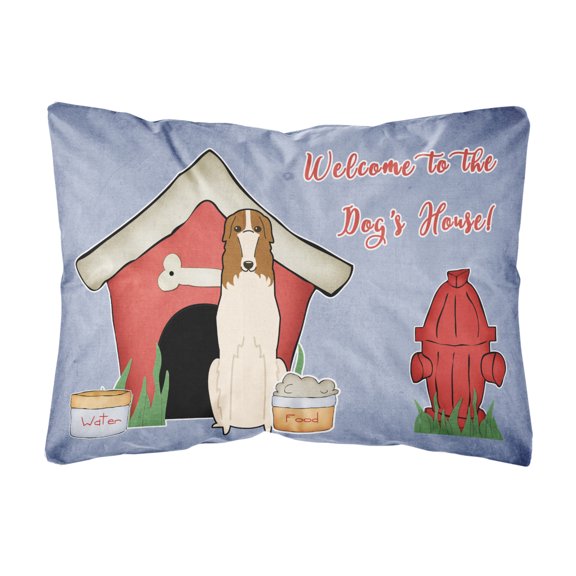 Carolines Treasures BB2777PW1216 Dog House Collection Borzoi Canvas Fabric Decorative Pillow 12H x16W multicolor