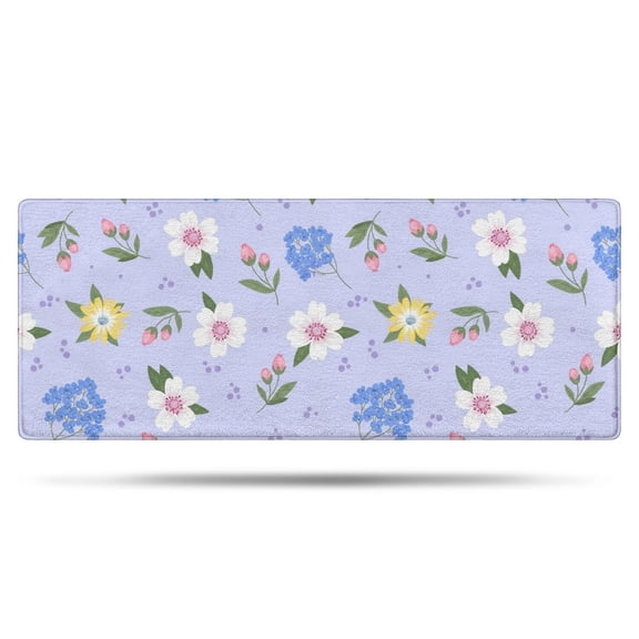 Pioneer Flower Floral Print Pattern Bathroom Rugs Mat, Non Slip Microfiber Bathroom Rug with Rubber Backing, Soft Mats for Bathroom Floor Tub Shower, 24"x60"
