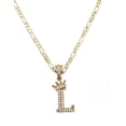 thumbnail image 2 of Cadena y dije de brillos con corona de oro laminado letra L, 2 of 8