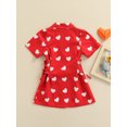 thumbnail image 4 of Xingqing Saint-Valentin Tout-Petit Bébé Filles Dress Manches Courtes Col en V Shirt Dress Imprimé Cœur Clothes Rouge 1-2 Ans, 4 of 8