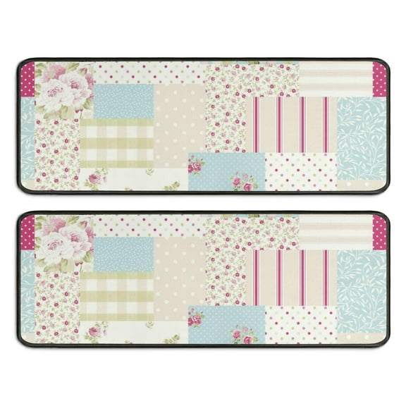 Kitchen Rugs Sets Of 2,Pioneer Flower Floral Print Pattern Anti Fatigue Kitchen Mat Rugs Non Slip Washable,Decorative Kitchen Floor Mats for Kitchen,Sink,Laundry,17"x47" 17"x47"