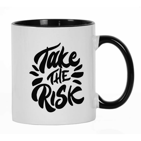 Inkdotpot 11oz CeramicCoffeeMugTake The Risk Positive Inspirational Quotes Gift For Employee Boss Coworkers -Black