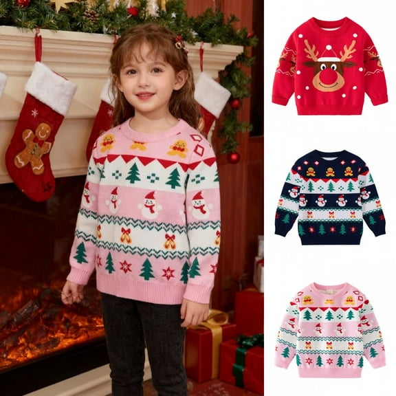 SILVERCELL 2-9T Boys Girls Sweaters Kids Long Sleeve Ugly Christmas Sweater Knitted Top