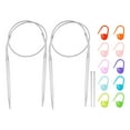 thumbnail image 1 of Uxcell 2 piezas de agujas de tejer Tamaño US 7(4.5mm) Aguja circular de 16 pulgadas(40cm) Aguja de metal redonda de acero inoxidable con aguja para proyectos hechos a mano de bricolaje, 1 of 7