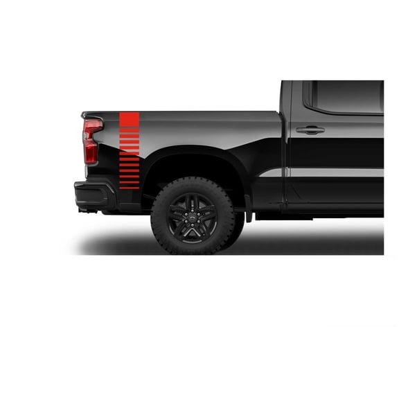Chevy Silverado Red Fade Vertical Rear Bedside Decals 2019-2025 Set of 2 - GM License