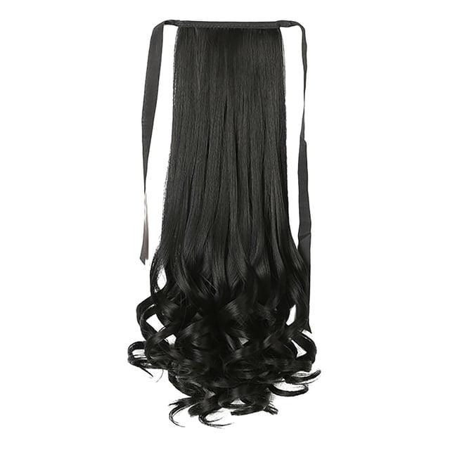 Perruque Bradem Extension Queue de Cheval Ondulée Synthétique à Clipser, Perruque Queue de Cheval Bouclée, 1 Perruque Cheveux Bouclés Noirs Naturels