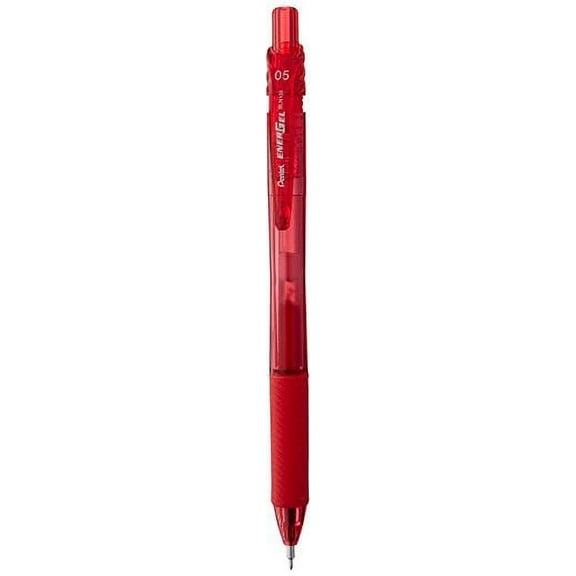 Pentel Knock Gel Ballpoint Pen Energel X, 0.5mm Needle Tip, Red Ink (BLN105-B)