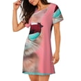 thumbnail image 2 of Disketp Cool Cat Pink Sunglasses para Camisón Corto de Manga Corta para Mujeres, Camisón Cómodo con Escote Redondo, Bonito y Confortable, 2 of 6