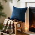 thumbnail image 6 of COOKCOK Chenille Throw Pillow Covers Set of 2, 18x18 Inch Thick Textured Farmhouse Couch Pillow Covers - Modern Neutral Decorative Pillow Cases for Sofa, Bed, Living Room, Navy Blue, 6 of 8