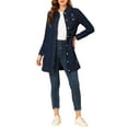 thumbnail image 2 of MODA NOVA Juniors Casual Long Sleeve Button Down Long Distressed Denim Jacket, 2 of 5