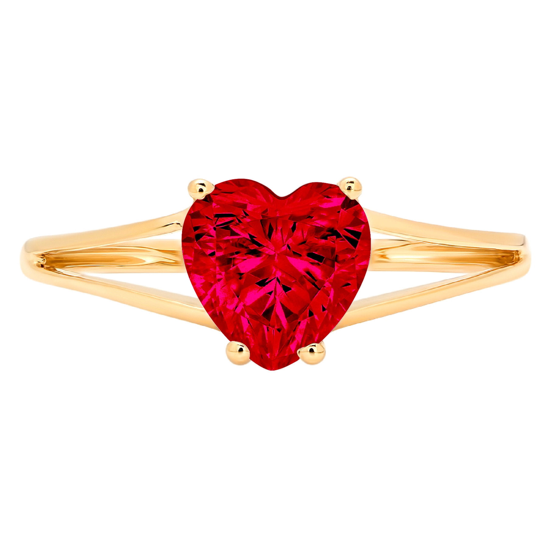 1.06 ct Brilliant Heart Cut VVS1 Simulated Ruby Rose Solid 14k or 18k Gold Robotic Laser Engraved Handmade Solitaire Claddagh Ring
