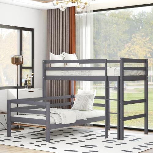 DONCO Twin Over Full Rustic Industrial Bunk Bed BUNKBED, Burnished