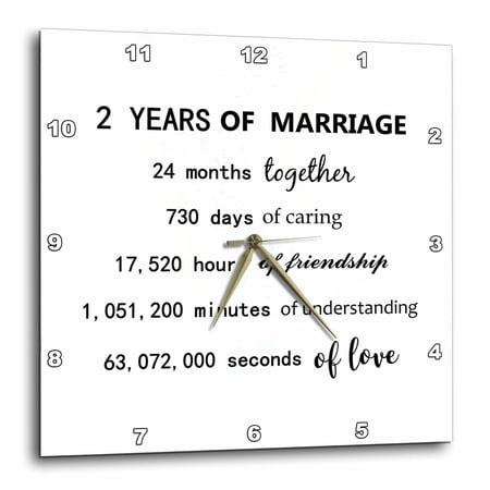 3drose 2 Years of Marriage 2nd Wedding Anniversary in Months Days Hours 13×13 Wall Clock
