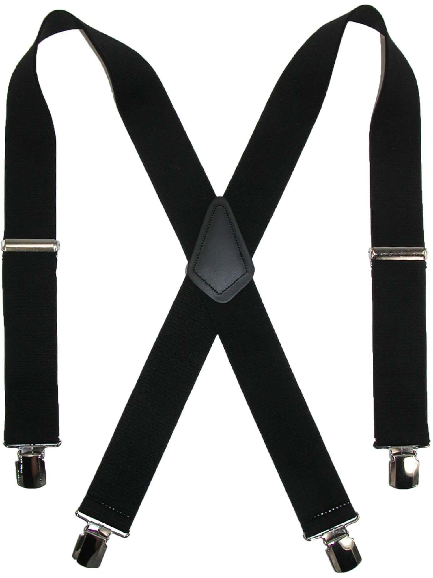 NEW Black with White Line Clip on SUSPENDERS Elastic Adjustable Adult USA SELLER 