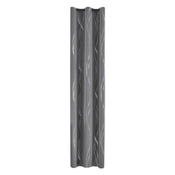Blackout Curtain Set of 2 for Bedroom/Living Room, Noise Reduction Heat Insulation Wavy Line Foil Printed Curtain for Patio Sliding Glass Door