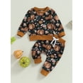 thumbnail image 2 of Wassery Toddler Boys Halloween Pants Sets Long Sleeve Cake/Pumpkin Print Sweatshirt Tops and Drawstring Pants Sets 6M 12M 18M 24M 3T Infant Baby 2 Piece Fall Outfits, 2 of 8