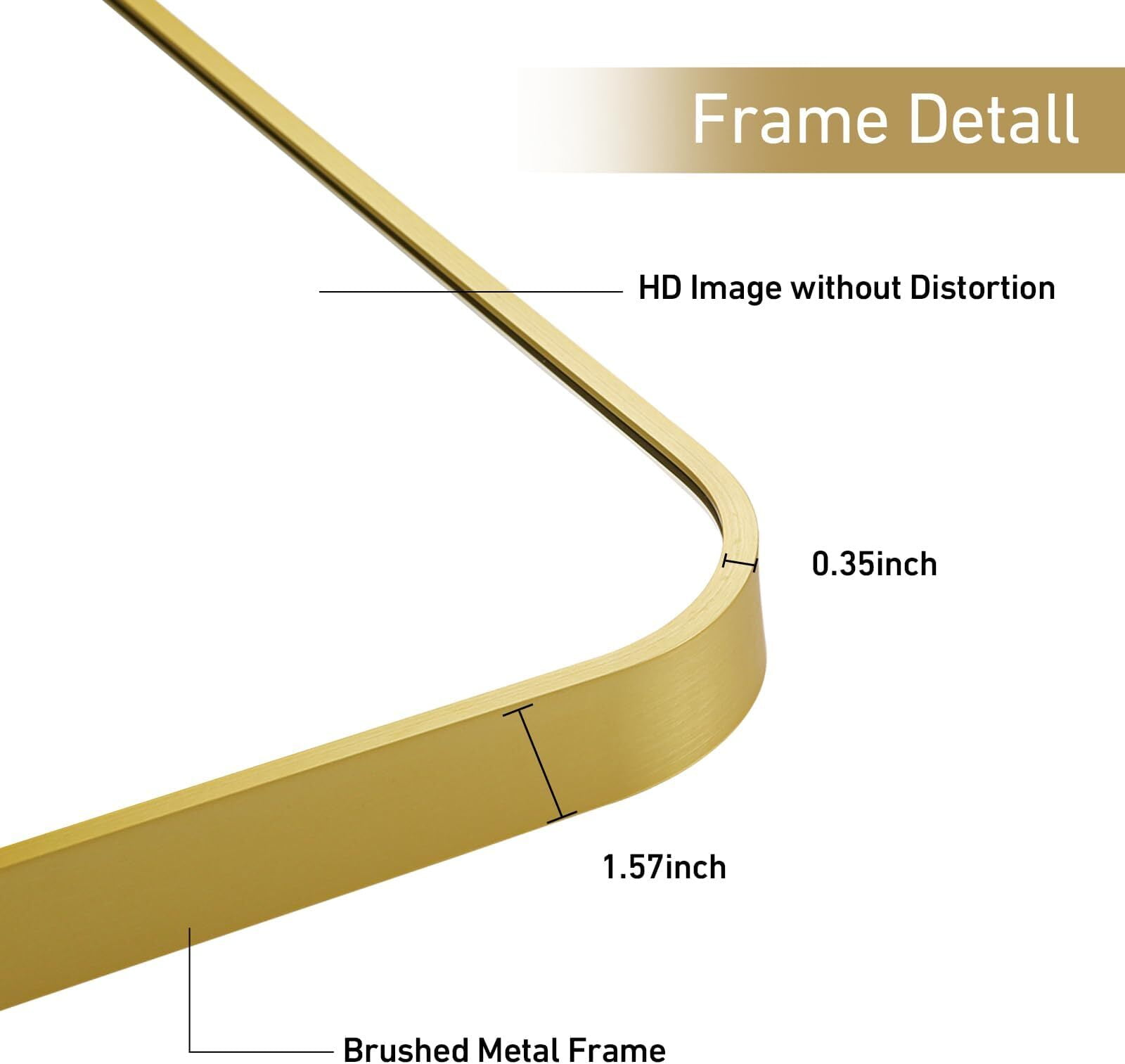 Anyrose 24"x36" Rectangle Bathroom Mirror with Rounded Corner Wall-mounted Mirror,Gold