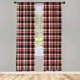 thumbnail image 3 of Ambesonne Checkered Curtains, Striped Old Fashioned, Pair of 28"x84", Dark Coral White Brown, 3 of 5