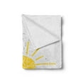 thumbnail image 2 of Here Comes the Sun Soft Flannel Fleece Blanket, Typography in a Hand Drawn Sun on a Grunge Background Swirling, Cozy Plush for Indoor and Outdoor Use, 60" x 80", Pearl Mustard White, by Ambesonne, 2 of 5