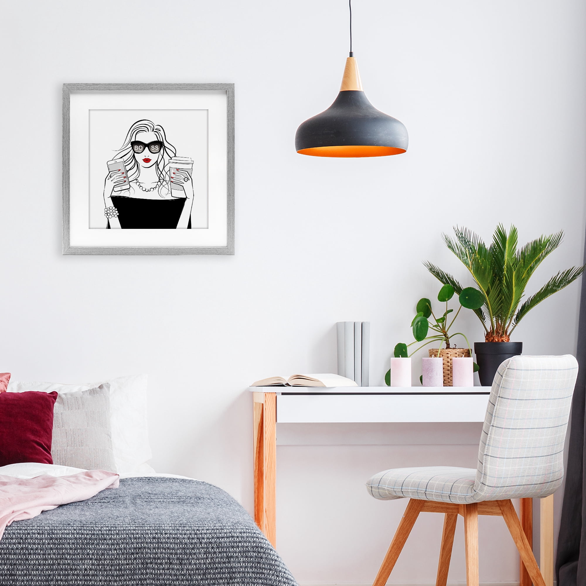 Stupell Industries Chic Boss Morning Coffee Moment Gray Framed Print Under Glass, design by Martina Pavlova