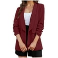 thumbnail image 2 of Lindreshi Blazers for Women Business Casual Women's Fashion Solid Color 7/4 Cuff Fold Buckle Free Suit Coat Long Sleeve Hatless Casual Coat/Jacket, 2 of 5